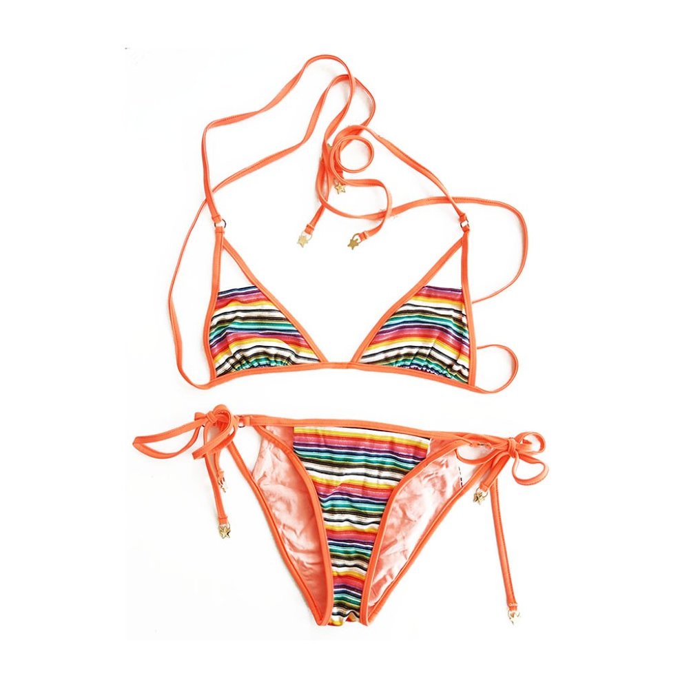 Wildfox Zooey Striped Cutout Triangle String Bikini Set
